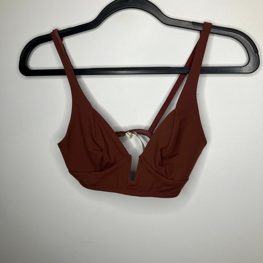 🥀NWT FREE PEOPLE Dylan V-Wire Bralette Red Jasper / Burgundy